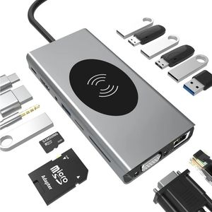 Quinze dans une station d'accueil de type C de type C USB-C à HDMI Network Port VGA Hub Phone Mobile Phoneless Charges