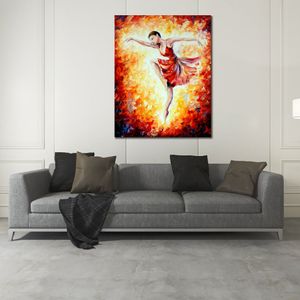 Figura lienzo arte Flaming Dance hermosa mujer moderna pintura hecha a mano para oficina en casa moderna