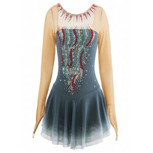 Robe de patinage artistique pour filles, vêtements de performance, robe de danse de valse, robe de compétition de patinage artistique