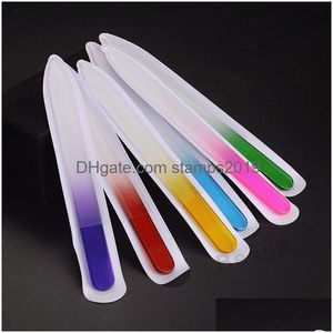 Archivos Colorf Glass Nail Durable Crystal File Buffer Care Nails Art Tool para 9 cm 14 cm Manicura Uv Polaco Dbc Drop Delivery Home Garde Dhxj8