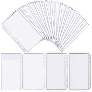 Filing Supplies 25Pcs A6 Binder Pockets Transparent PVC 6Hole Zip Folder Plastic Money Budget Envelopes 221128
