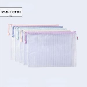 Fournitures de classement 5pcsset Mesh Zipper Pouch Document Bag Étanche Zip File Folders A4 School Office Pencil Case Storage Bags 230711