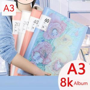 Fournitures de classement A3 dossier de fichiers livre d'affichage 20-80pages peinture Art Collection 8k Album informations transparentes récompense pour enfants affiche stockage 231027