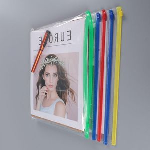 Fournitures de classement Coloré Étanche A4 PVC Transparent Document Sac Zipper File Sacs Papeterie Document Pochette Fichiers Tri Folde ZL0287sea