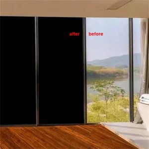 Películas 100% Blackout Window Film Privacy UV Sun Protection Black Out Auto adhesivo Vinyl para la ventana de aislamiento de calor del hogar Tinte