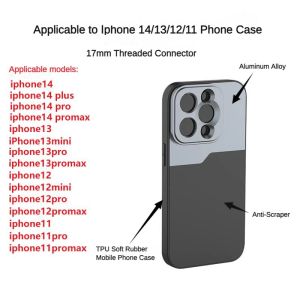 Filtres Kit de l'objectif du boîtier de téléphone de 17 mm pour iPhone 14 13 Pro Max Mini pour iPhone 12 11 Smartphone Vlog Case Wide angle Lens Protector