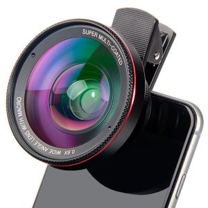 Filtres Super Macro Lens 15x de large 0,45x ou 0,6x Téléphone Kit d'objectif HD Téléfon Téléphone Super Fisheye Lente Camera Lentes for Smartphone