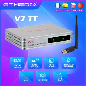 Finder New Gtmedia V7 TT 1080P Full HD DVBT/T2/DVBC/J.83B Soporte H.265 HEVC/10bit 4G Dongle con Tinter de TV por cable terrestre WiFi USB