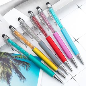 Fine Crystal Ballpoint Pen Fashion Creative Stylus Touch Pen for Writing Stationery Office School Black Ballpoint Pens W0062