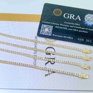 Fine Jewelry Lab Diamond 925 Sterling Silver 2mm Solid Gold Vvs Moissanite Tennis Chain