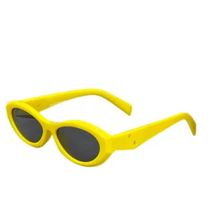 Lunettes de soleil de créateurs pour hommes fins UV400 lentilles polarisées plaqué argent lettres lunettes léopard petit cadre PC matériel hommes couleur mixte lunettes oeil de chat mode hj073 C4