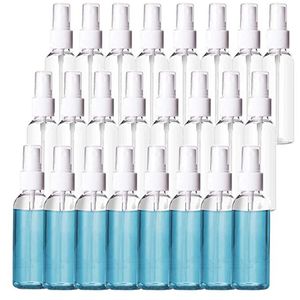 Botellas de espray de niebla fina portátiles, botella de plástico de 2oz/60ml, contenedores de viaje recargables transparentes vacíos para cosméticos