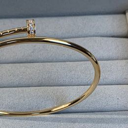 Brangle à ongles fin diamants en argent sterling tube creux de tube élastique bracelet concepteur t0p qualité reproductions officielles taille 16-18cm cadeaux premium avec boîte 005