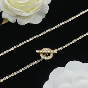 Collar de delicadeza H para mujeres diseñadora pareja de oro con incrustado con cristales swarovski joyas moda exquisita regalo 034