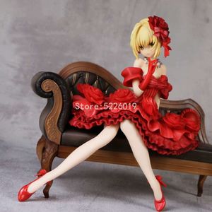 Jouets à doigts 17 cm Fate Stay Night Saber Nero Claudius Figure d'anime sexy Robe rouge supplémentaire Sabre/roulette Augustus Germanicus Figurine jouets