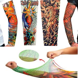 Guantes sin dedos 1 UNIDS Tallas grandes Montar en verano Conducir Tatuaje Manga Imprimir Mangas de brazo Sol Protección UV Calentadores para hombres Mujeres