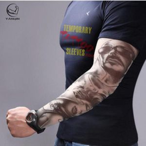 Guantes sin dedos, 1 Uds., moda para hombres y mujeres, alta aptitud elástica, falso tatuaje temporal, diseños de manga, protector solar de verano, calentadores de brazos para el cuerpo