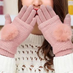 Gants sans doigts automne et hiver épaissi chaud demi-doigt dames laine tricot clavier écran tactile FY18100709