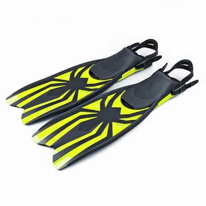 Fins Gloves TPR Mid-length Adjustable Spring Fin Scuba Diving Straps Fins Adult Swim Shoes Silicone Long Snorkeling Monofin Spider Pattern 230613