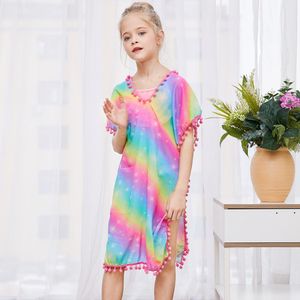 Fioday Summer Girls Cover-ups Maillot de bain Wraps Beach Dress Top avec pompon Tassel Chlid Beach Casual Maillots de bain Beachwear en gros Y200708