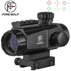 FIRE WOLF 1X35 punto rojo caza táctico Airsoft accesorios óptico Sght pistola Rifle alcance Spotting Scope para Rifle caza