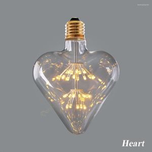 Feu d'artifice étoilé rétro ampoule étoile coeur 3W Super chaud 2200K ciel lampe LED Edison lumières décoratives chambre