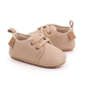 Premiers marcheurs Bébé garçon fille environ 0-14 mois Fine PU Arder fond souple plat bébé podomètre chaussures apprentissage marche première marche chaussures pour tout-petits 231211