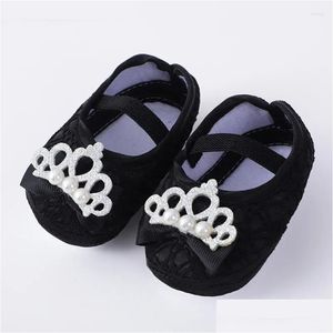 First Walkers Naced Girl 0-12 Months Baby Shoes Spring Sweet Sweet Crown Princess Inglinos Cuna Drop entrega OT8OK
