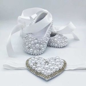 Zapatos de primeros pasos para muñecas con diseño de amor corazón con diadema para niñas regalo recién nacido zapatos de bautismo feliz año nuevo 240315