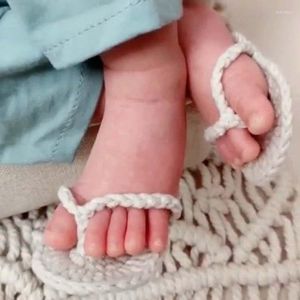 Primeros caminantes Blanco Nacido Pografía Accesorios Accesorios Bebé Zapatillas de punto Mini Zapatos de ganchillo hechos a mano Niños Niñas Fotografía Chanclas