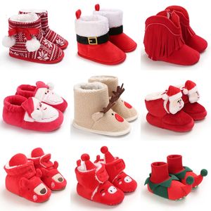 Premiers marcheurs année Noël né bébé chaussures garçons filles enfant en bas âge fond souple infantile chaussures chaudes bottes de neige 0 18 mois 231129