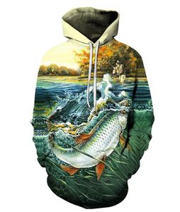 Fish 3 – sweat à capuche Modal Fun Fish imprimé numérique pour hommes et femmes, pull à capuche Harajuku, sweat-shirt de pêche amusant 3204601