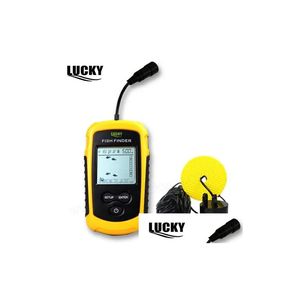 Fish Finder Finders Lucky FF11081 Portable 100m de profondeur Sounder filaire Alarme de sonar 2 pouces Antiuv LCD Monochrome Affichage Détecteur de pêche DHXV1