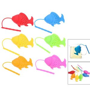 Passoire à thé en Silicone poisson, feuilles mobiles, thé, épices, infuseur à herbes, filtre pour théière, diffuseur, accessoires de boisson