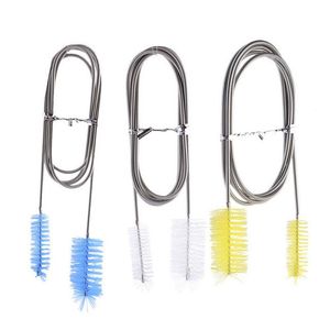 Outils de nettoyage d'aquarium brosse en acier inoxydable brosses flexibles d'aquarium pour pompe à filtre à eau Tube d'air tuyau propre YF0031