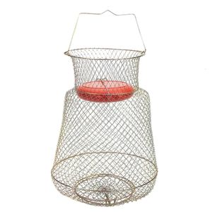 Accessoires de pêche Filet de porte à ressort de type cage avec panier de crabe et de crevettes portable Poignée de piège en fil d'acier pliable 230608