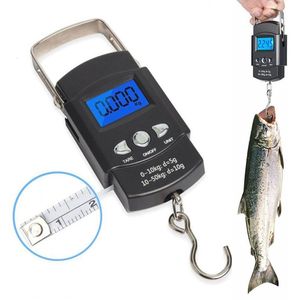 Accessoires de pêche balance portable numérique 110lb50kg écran Lcd électronique avec règle de ruban à mesurer 230608