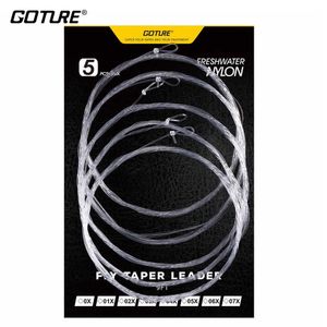 Accessoires de pêche Goture 5pcs Leader conique Ligne de pêche à la mouche 9FT / 2.74M 0X / 1X / 2X / 3X / 4X / 5X / 6X / 7X Fly Line Leader avec boucle Ligne en nylon transparent P230325