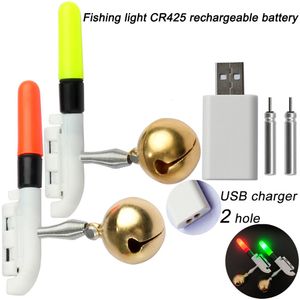 Accessoires de pêche Bâton lumineux rechargeable Tige Cloche Flotteur lumineux LED CR425 3.6V Batterie au lithium Charge USB Tackle Lampe lumineuse de nuit 230909