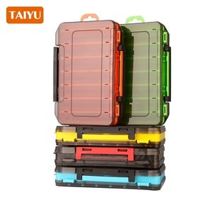 Accesorios de pesca TAIYU caja de aparejos 14 compartimentos caja de almacenamiento de gancho de señuelo cajas organizadoras de herramientas de doble cara 221108
