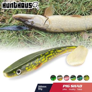 Anzuelos de pesca Hunthouse Pro Pig Shad Pike Lure 120mm150mm200mm 50g Impresión de pintura Señuelo Paleta Tail Shad Silicona Souple Leurre Natural Musky 220830