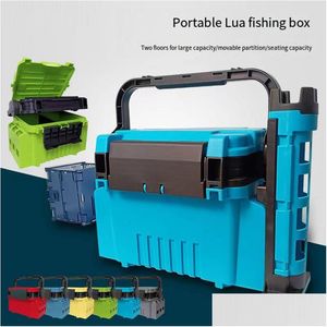 Anzuelos de pesca Luya Mti-funcional engrosamiento puede sentarse poste caja de pesca de gran capacidad caja de herramientas almacenamiento mar roca al aire libre portátil gota de dhd5k