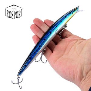 Anzuelos de pesca que venden 1 unids 18 cm 24 g pez largo grande Minnow señuelo de pesca de mar cebo ojos 3D ganchos fuertes señuelos para 220830