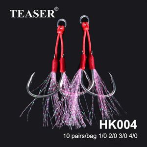 Fishing Hooks TEASER 10 pièces/lot professionnel eau salée haute teneur en carbone gabarits double assistance crochet carpe glace pêche Snap cercle hameçon accessoires 231207