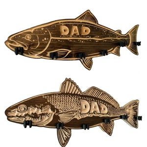 Porte-canne à pêche mural en bois délicat, cadeaux de fête des pères, ornement pour poteau de poisson, Installation facile, résistant à l'usure 220705