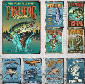 Règles de pêche en métal, signe en étain, plaque métallique Vintage pour affiche murale, décoration artistique de ferme, autocollants rétro, Plaques 30x20cm W03