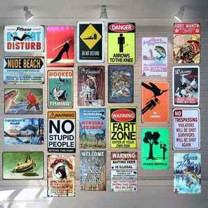 Panneau d'avertissement de pêche, Plaque métallique Vintage de Protection des animaux, en étain pour affiche murale, Bar, décoration de maison, Cuadros, Art mural, photo 2409