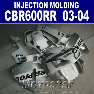 Fit 100 moulage par injection pour honda cbr 600rr carénage 2003 2004 argent cbr600rr 03 04 pièces de réparation de carrosserie 7 cadeaux ogwe