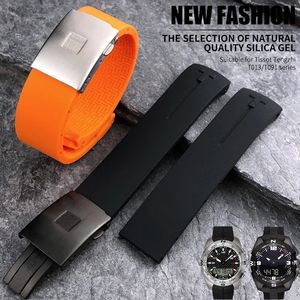 Convient pour Tissot T-TOUCH T013 T047 21 mm bracelet de montre en caoutchouc de silicone souple noir orange sport bracelet étanche T091 T013420A outils 240124