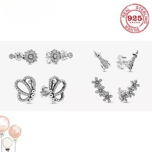 Fit Original Luxury 925 Sterling Silver Authentique Fleurs Pan Boucles D'oreilles pour Femmes Pandora Bijoux De Mode Cadeau De Mariage